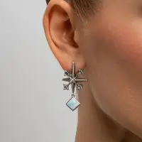 Серебряные серьги с ларимаром и топазом Серебряные серьги с ларимаром и топазом