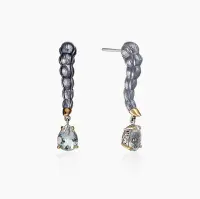 Серебряные серьги «Мятная Змея» с празиолитом Серебряные серьги «Мятная Змея» с празиолитом