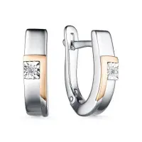 Серьги из серебра с бриллиантами в позолоте Серьги из серебра с бриллиантами в позолоте