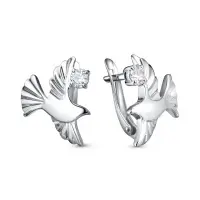 Серебряные серьги с фианитами «Птицы»