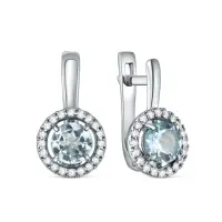 Серьги из серебра с топазом и фианитами
