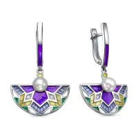 Серьги из серебра с жемчугом и фианитами «Мандала» Серьги из серебра с жемчугом и фианитами «Мандала»