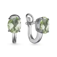 Серьги из серебра с празиолитом Серьги из серебра с празиолитом