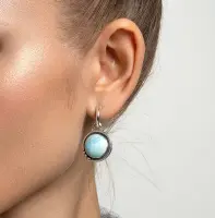 Серебряные серьги с ларимаром Серебряные серьги с ларимаром