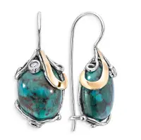 Серебряные серьги с бирюзой, фианитами и золотом