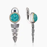 Серьги из серебра с камнем амазонит