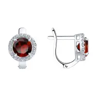 Серьги из серебра с гранатами и фианитами Серьги из серебра с гранатами и фианитами