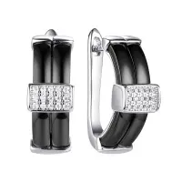 Серебряные серьги с керамикой и фианитами