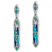 Серьги из серебра с эмалью и топазами Серьги из серебра с эмалью и топазами