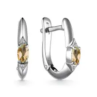 Серьги из серебра с бриллиантом и цитрином Серьги из серебра с бриллиантом и цитрином