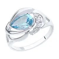 Серебряное кольцо с топазом и фианитами