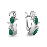 Серьги из серебра с агатами и фианитами Серьги из серебра с агатами и фианитами