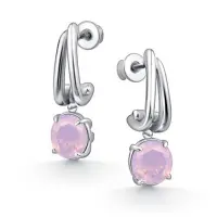 Серебряные серьги гвоздики с ювелирным стеклом опалом