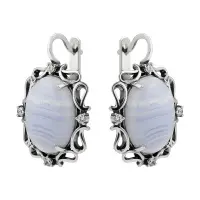 Серьги из серебра с агатом и фианитом «Галерея» Серьги из серебра с агатом и фианитом «Галерея»