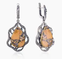 Серебряные серьги с яшмой Серебряные серьги с яшмой