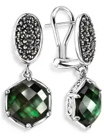 Серьги из серебра с перламутром и горным хрусталем