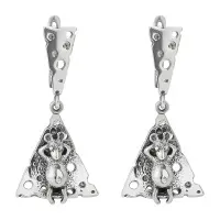 Серебряные серьги «Ланч» мышь и сыр