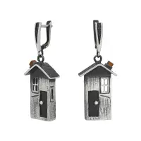 Серьги из серебра с гематитом «Дом»