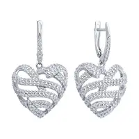 Серьги из серебра с фианитами «Змея»