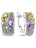 Серьги из серебра с аметистом в позолоте