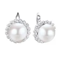 Серьги из серебра с жемчугом и фианитами