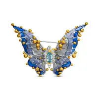 Брошь из серебра с топазами, эмалью в позолоте «Бабочка» Брошь из серебра с топазами, эмалью в позолоте «Бабочка»