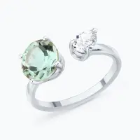 Кольцо из серебра с празиолитом и фианитом Кольцо из серебра с празиолитом и фианитом