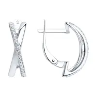 Серьги из серебра с фианитами «Крест» SOKOLOV