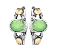 Серебряные серьги с зеленым кварцем Серебряные серьги с зеленым кварцем