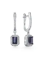 Серьги из серебра с натуральным сапфиром и фианитами Серьги из серебра с натуральным сапфиром и фианитами