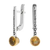 Серьги из серебра с цитрином Серьги из серебра с цитрином