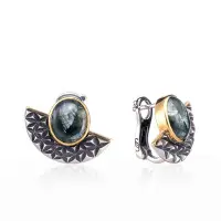 Серебряные серьги «Серафинитовый Веер»