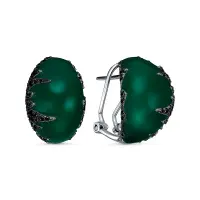 Серьги из серебра 925 пробы с шпинелью и эмалью