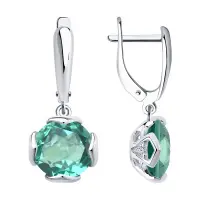 Серебряные серьги с кварцем и фианитами Серебряные серьги с кварцем и фианитами