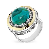 Серебряное кольцо с бирюзой и золотом