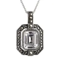 Серебряный кулон с марказитами Swarovski и фианитом на цепи Серебряный кулон с марказитами Swarovski и фианитом на цепи