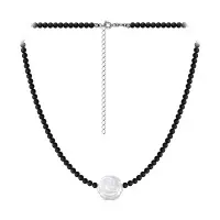 Колье из серебра «Роза» со шпинелью и перламутром