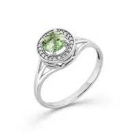 Кольцо из серебра с празиолитом и фианитами Кольцо из серебра с празиолитом и фианитами