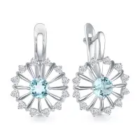 Серебряные серьги с топазом и фианитами Серебряные серьги с топазом и фианитами