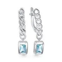 Серьги из серебра с голубым топазом Серьги из серебра с голубым топазом