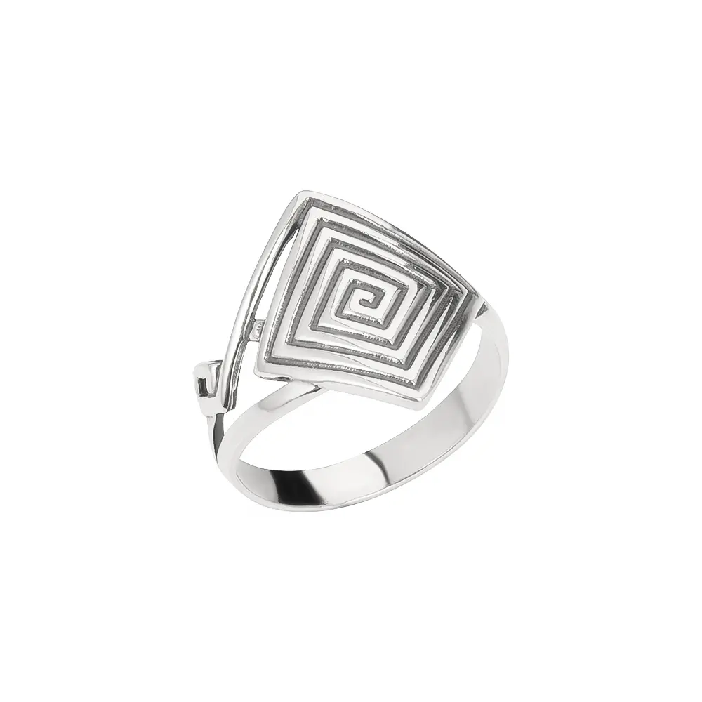 Серебряное кольцо «Лабиринт ромб»