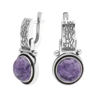 Серьги из серебра с чароитом