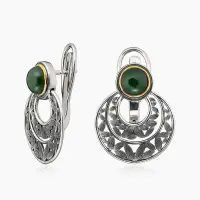 Серьги из серебра с камнем нефрит