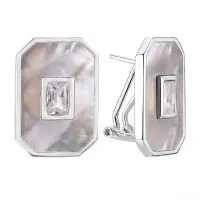 Серьги из серебра с перламутром и фианитом Серьги из серебра с перламутром и фианитом