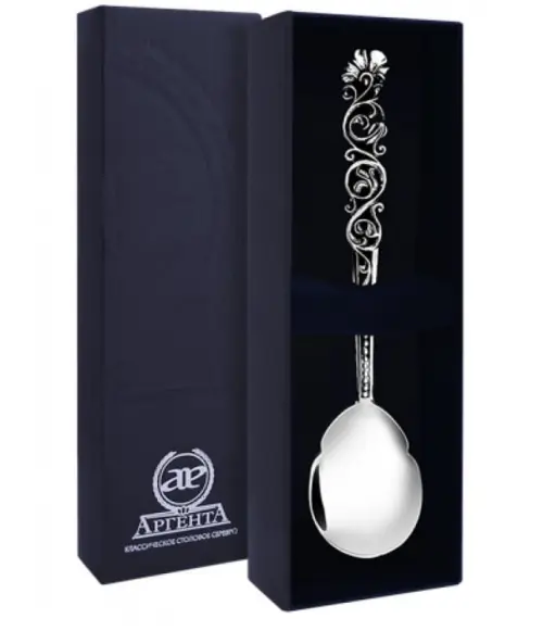 Серебряная чайная ложка «Подарочная» с чернением