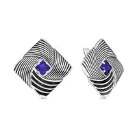 Серьги из серебра с эмалью и фианитами