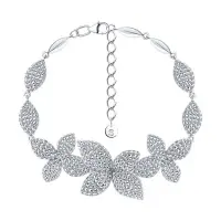 Браслет из серебра с фианитами «Цветы»