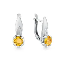 Серьги из серебра с цитрином