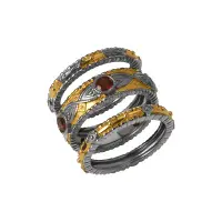 Набор из трех колец из серебра с гранатом «Византия» Набор из трех колец из серебра с гранатом «Византия»