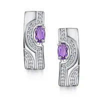 Серьги из серебра с аметистами и фианитами